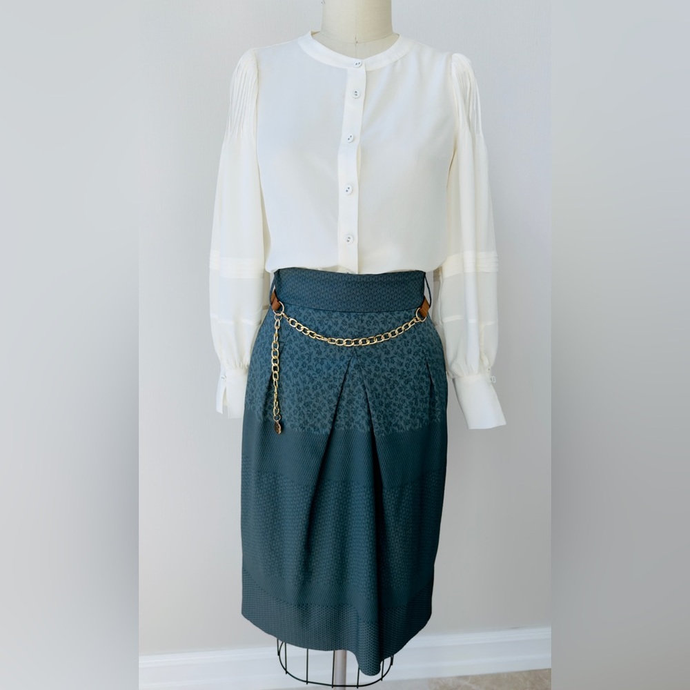 Piazza Sempione Elegant Gray/Green Skirt Made in Italy Size S. - Picture 10 of 17